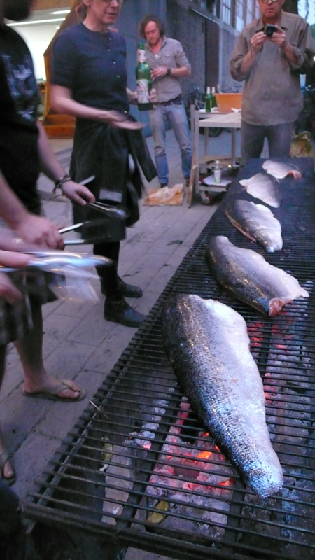 Grilling salmon